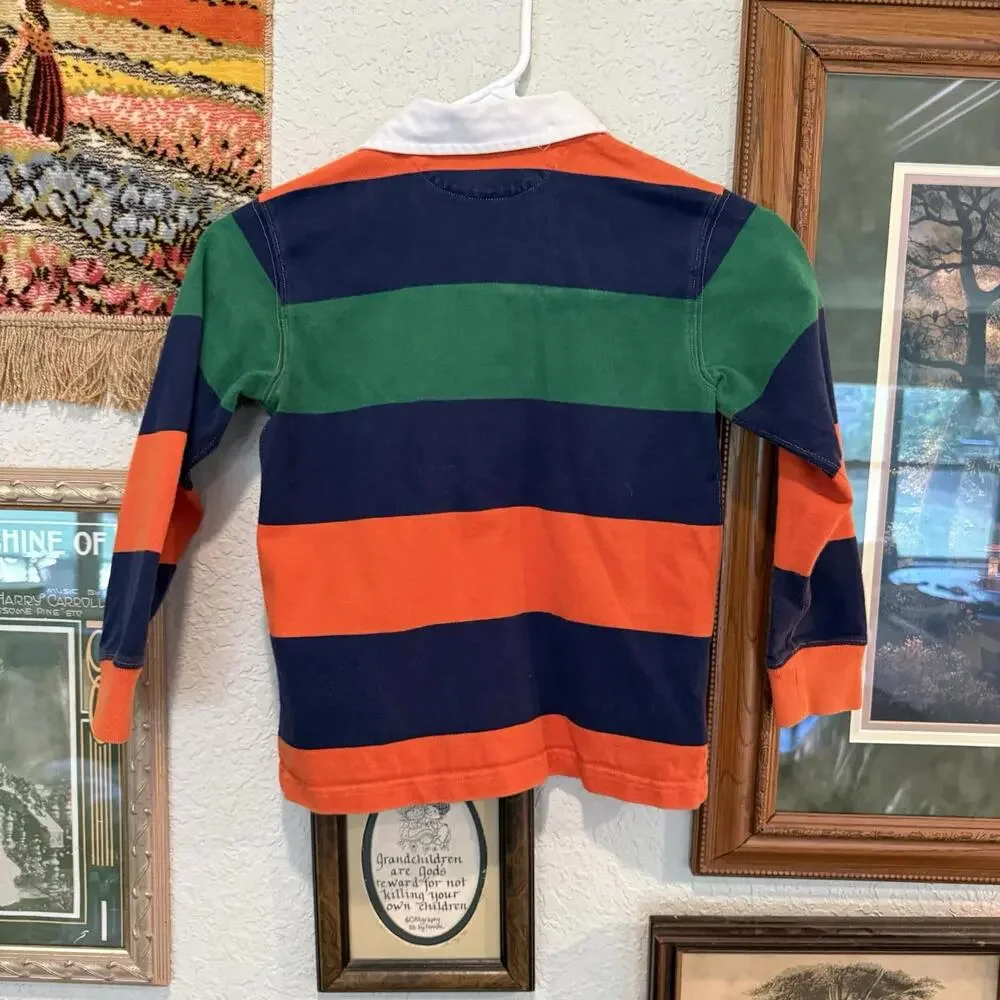 Vintage 90s Polo Ralph Lauren Shirt Rugby Long sleeve Colorful Kids Size 6‎ S/M